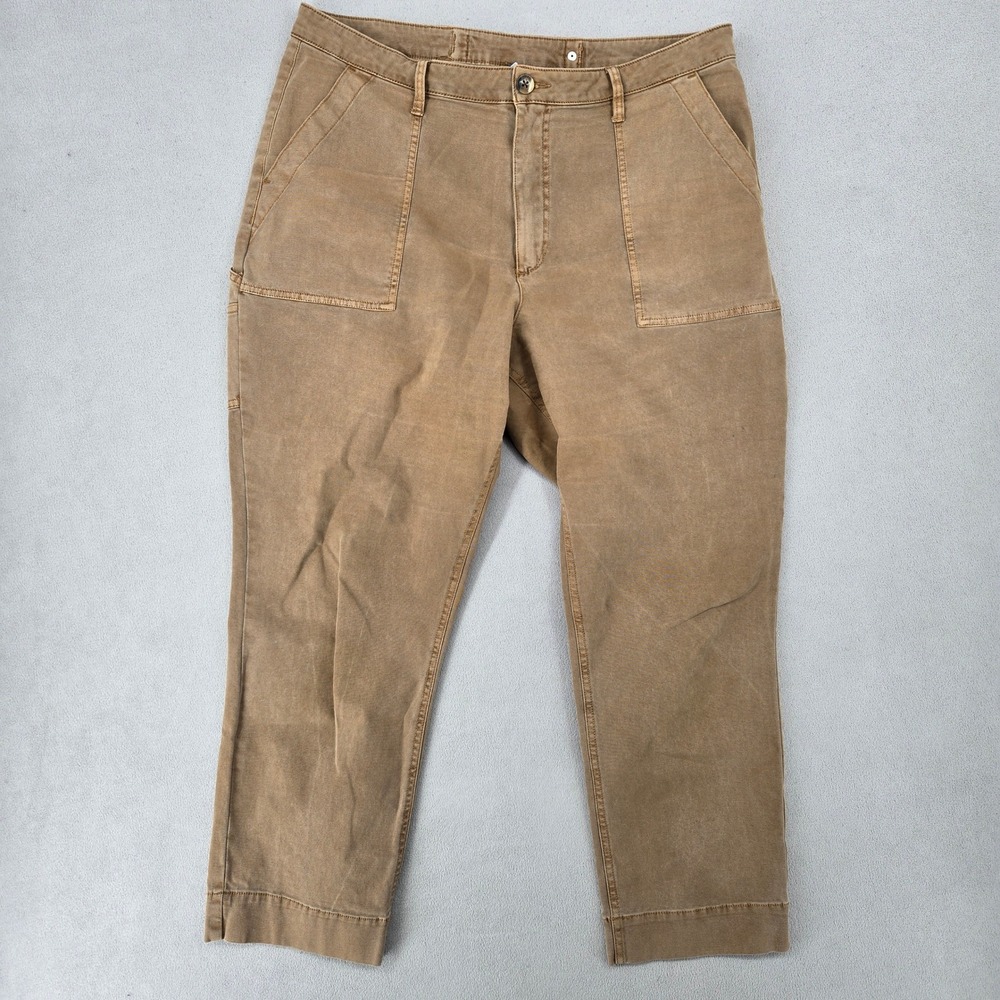 Old Navy Womens 16 Sky High Straight Sisal Tan Utility Carpenter Canvas Pants